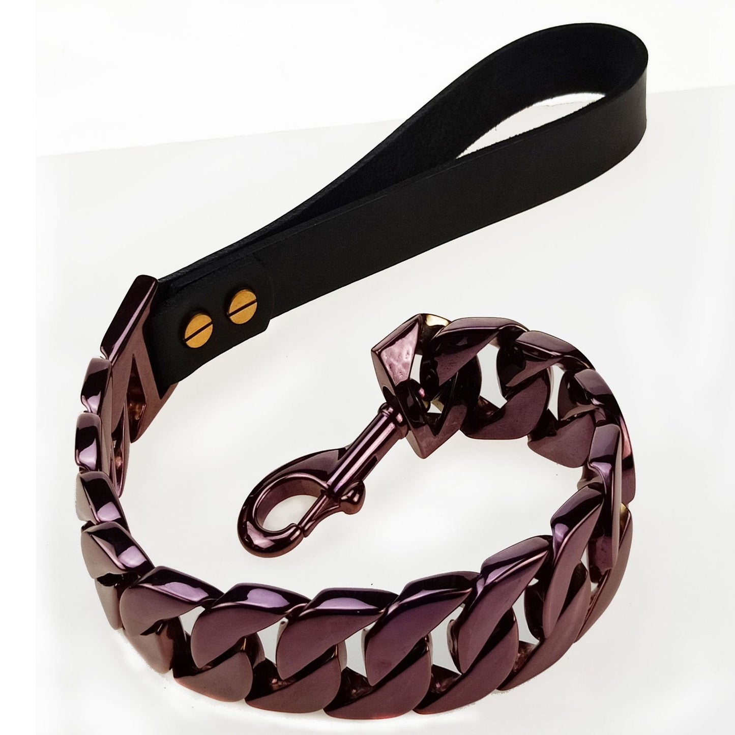 Stainless Steel 32" Pet Traction Chain with Black Handle